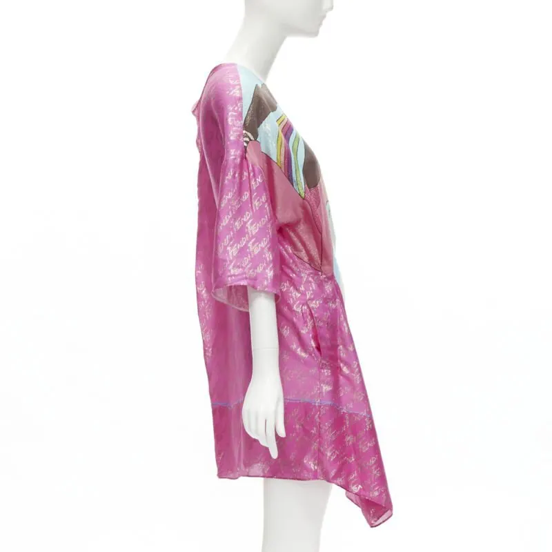 Fendi Metallic Pink Dress Pink Silk Never worn - Model View