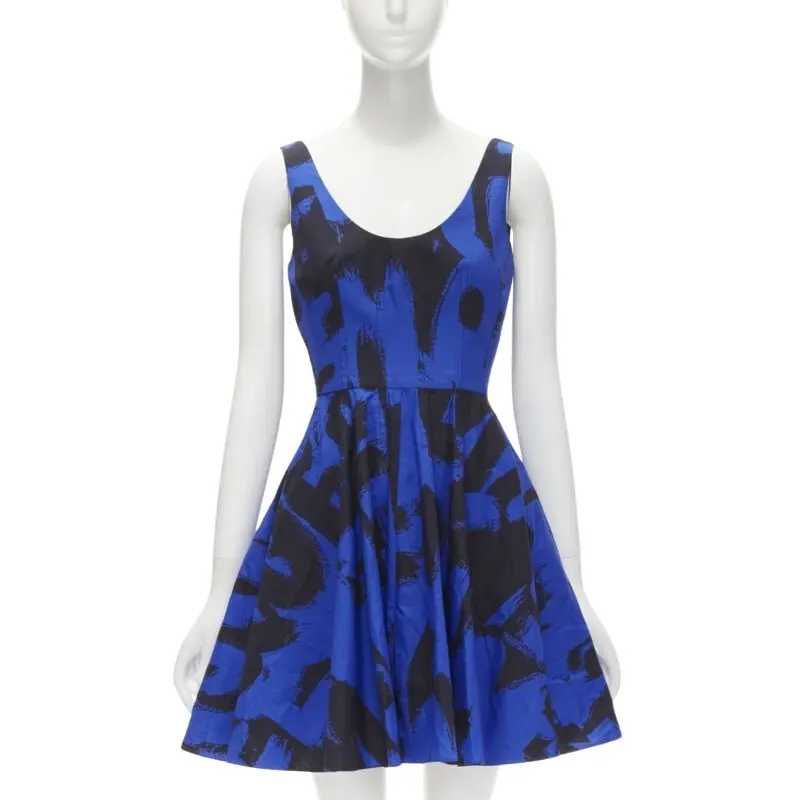 Alexander McQueen Abstract Fit Dress Blue Cotton Never worn - Front View