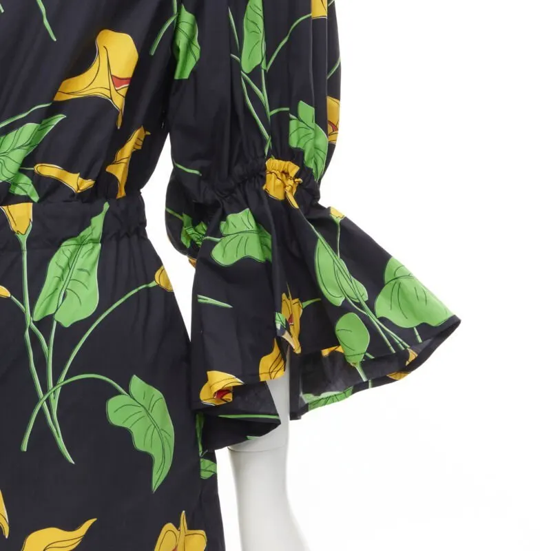 Unsigned Leaf Print Romper Black Cotton Never worn - Back View