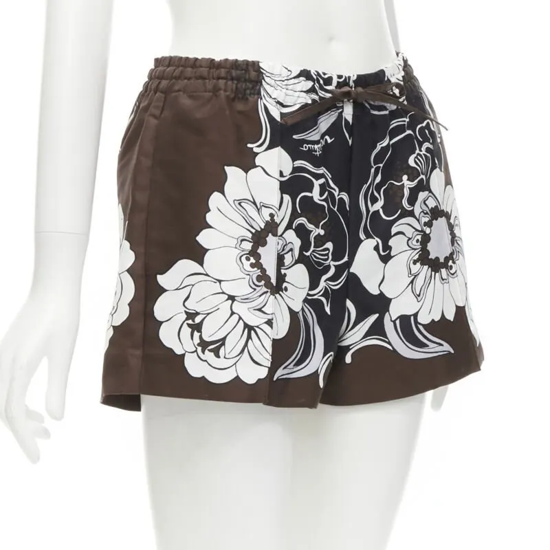 Valentino Floral Drawstring Brown Silk Never worn - Inside View