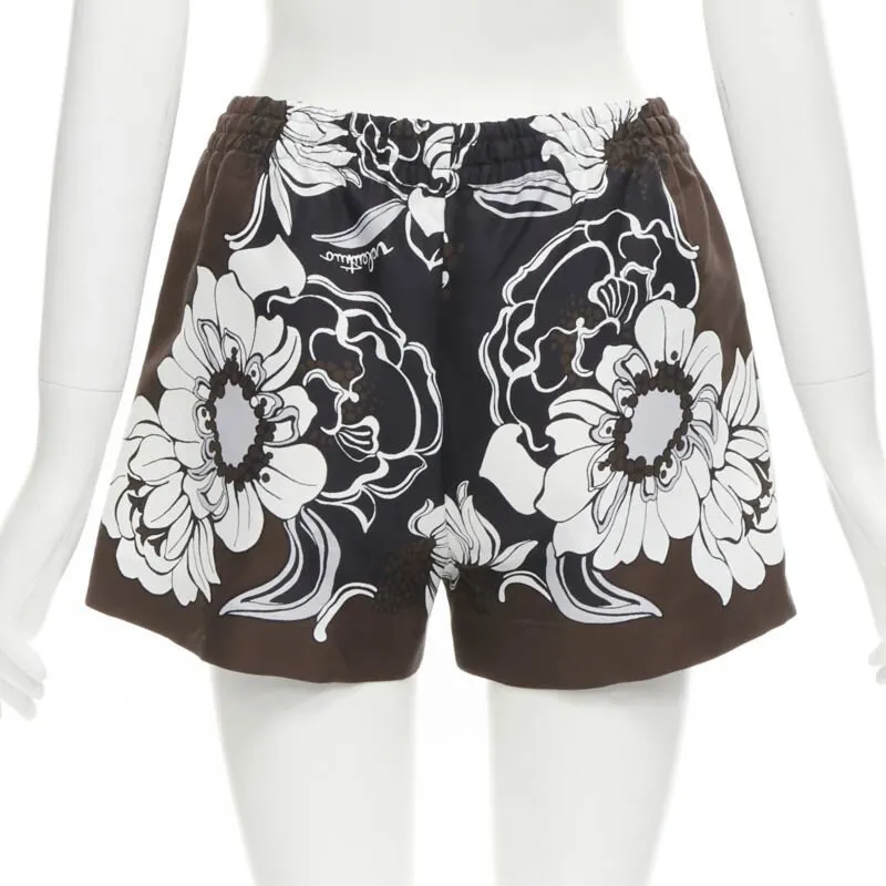 Valentino Floral Drawstring Brown Silk Never worn - Box View