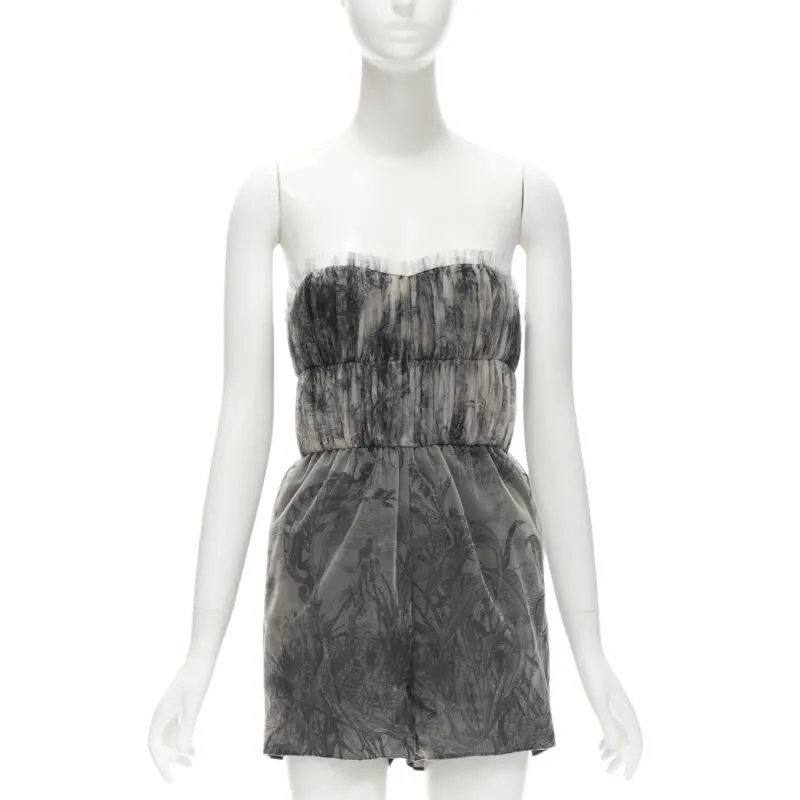 Dior Tulle Gathered Grey Polyamide Never worn, with tag - Front View