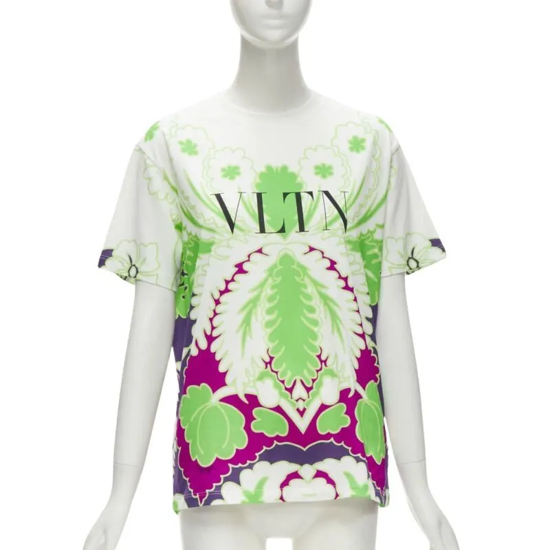 Valentino Floral Print Tee White Cotton Never worn - Front View