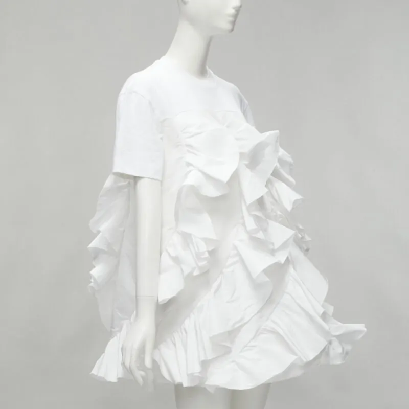 Alexander McQueen Spiral Ruffle Tee Beige Cotton Very good - Inside View