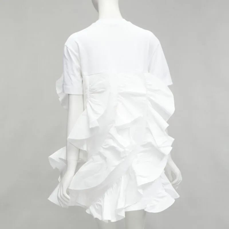 Alexander McQueen Spiral Ruffle Tee Beige Cotton Very good - Box View