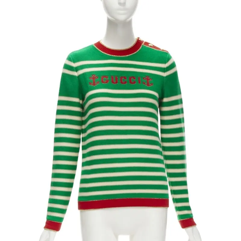 Gucci Sailor Intarsia Green Cotton Never worn - Front View