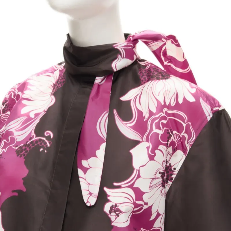 Valentino Floral Print Shirt Brown Silk Very good - Back View
