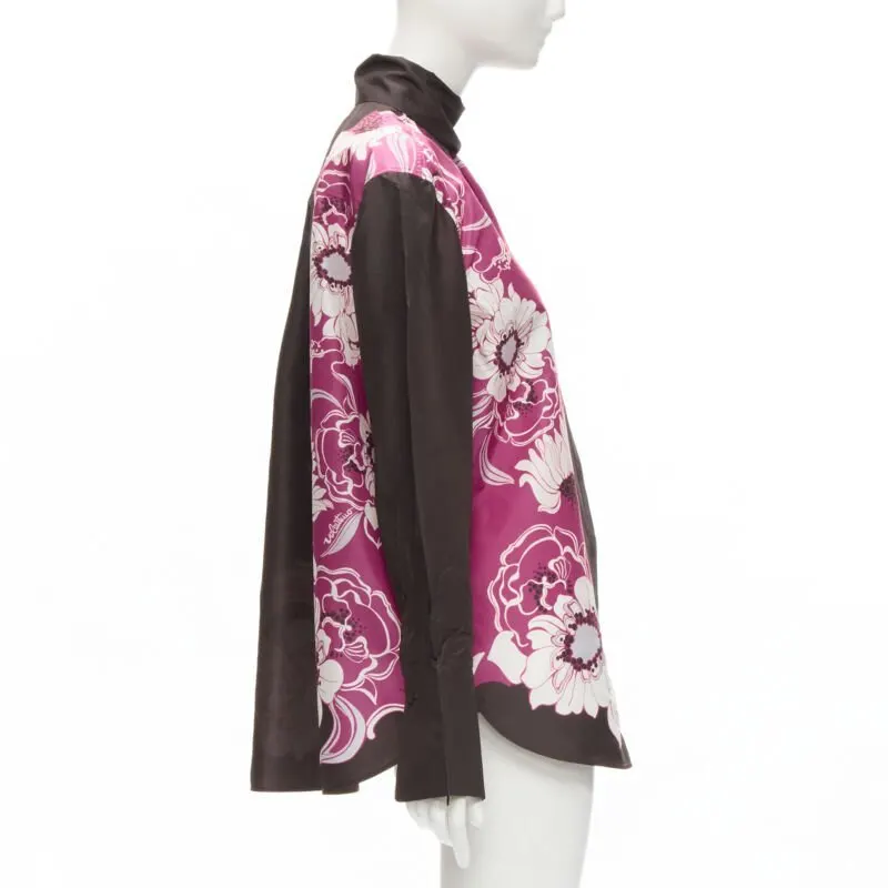 Valentino Floral Print Shirt Brown Silk Very good - Model View