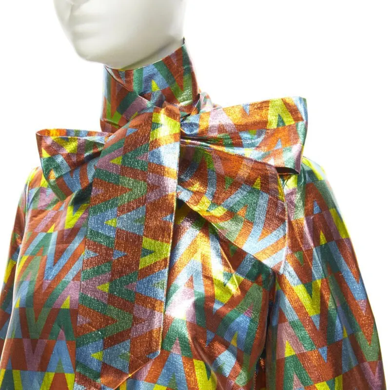 Valentino Graphic Tie Blouse MultiColor Polyester Very good - Back View
