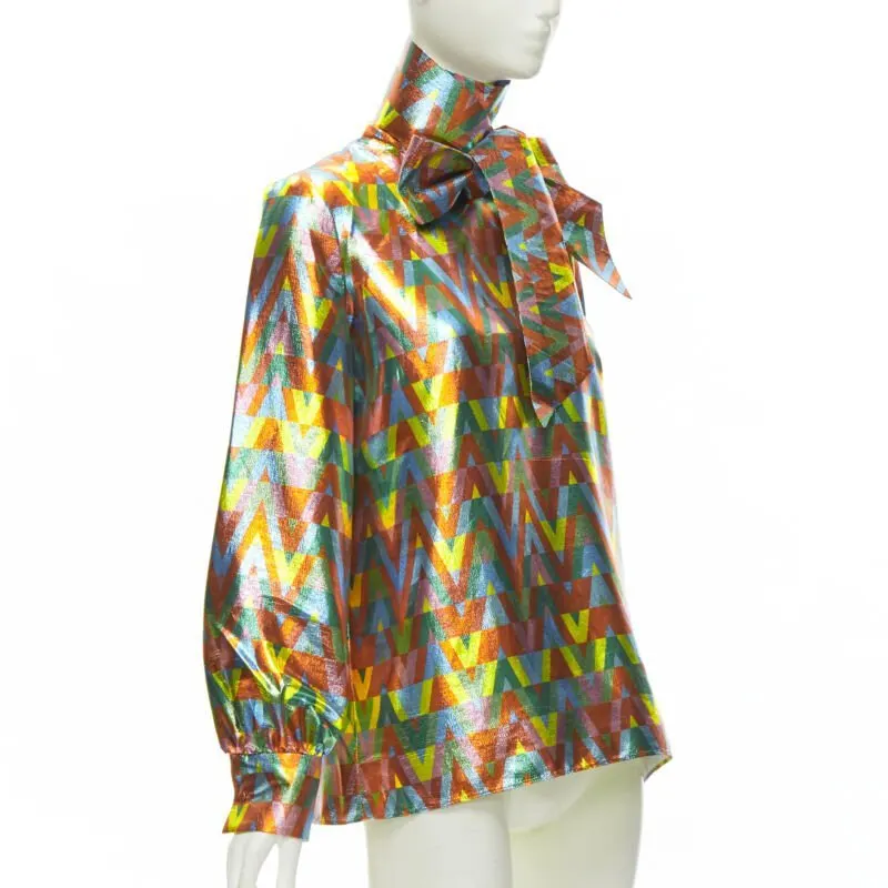 Valentino Graphic Tie Blouse MultiColor Polyester Very good - Inside View