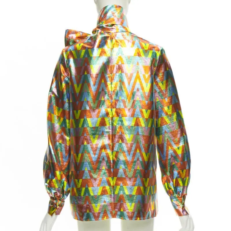 Valentino Graphic Tie Blouse MultiColor Polyester Very good - Box View
