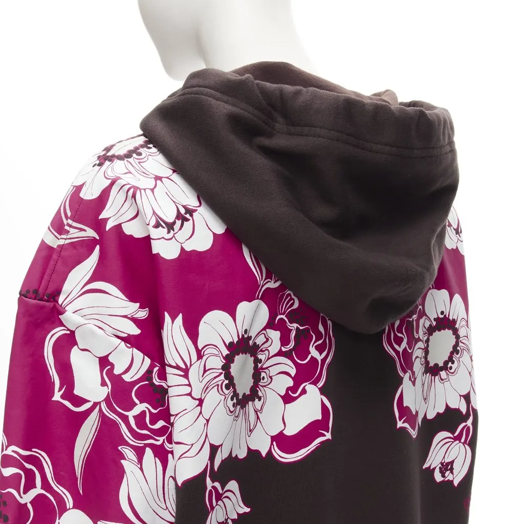 Valentino Floral Print Hoodie Brown Cotton Very good - Back View