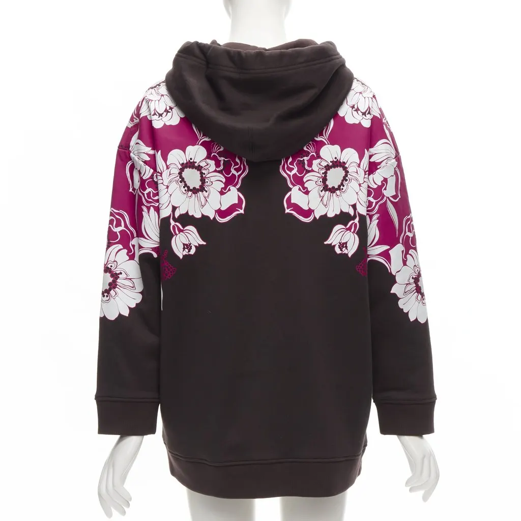 Valentino Floral Print Hoodie Brown Cotton Very good - Box View