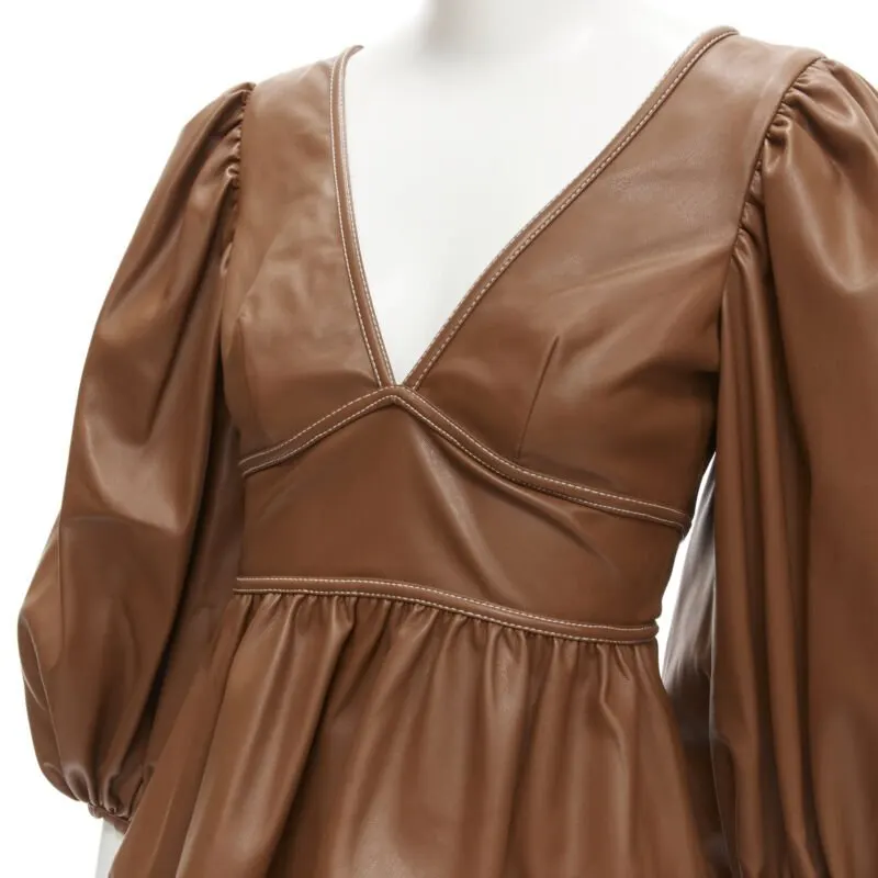 Staud Faux Leather Top Brown Polyester Never worn - Back View
