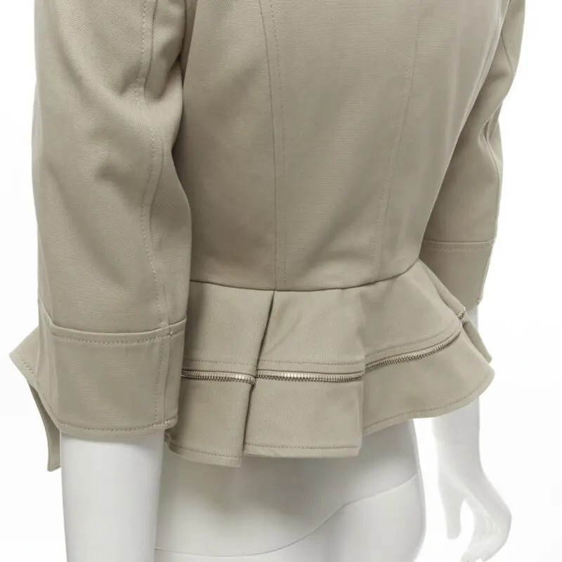 Alexander McQueen Zipper Trim Jacket Grey Cotton Never worn - Back View