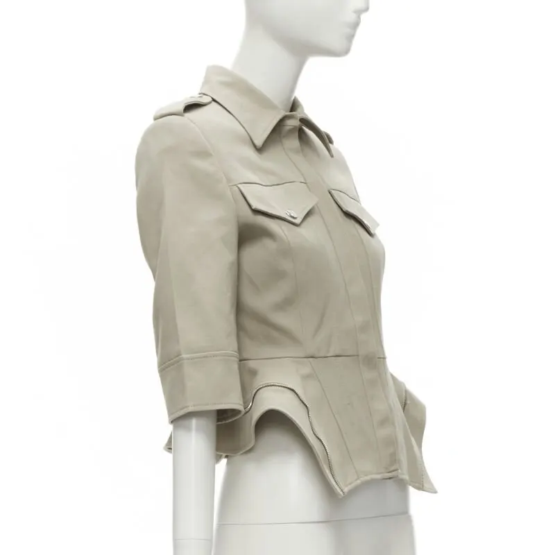 Alexander McQueen Zipper Trim Jacket Grey Cotton Never worn - Inside View