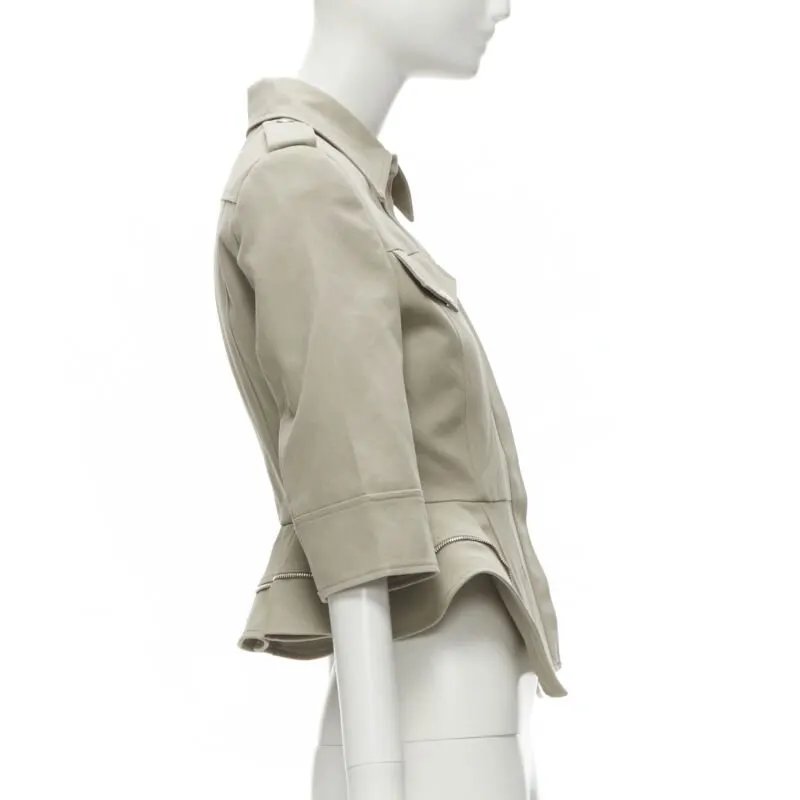 Alexander McQueen Zipper Trim Jacket Grey Cotton Never worn - Model View