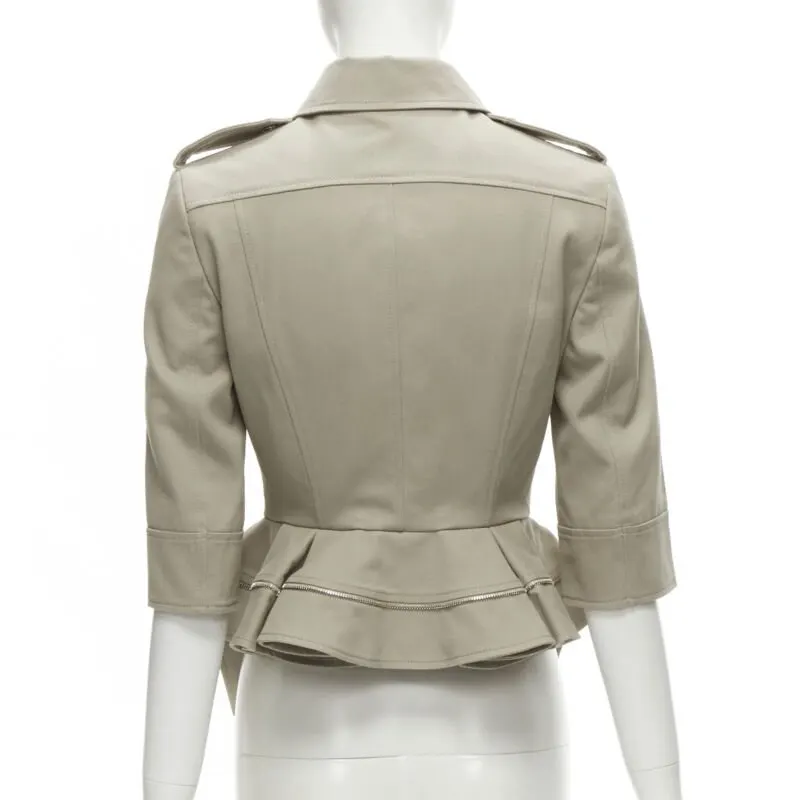 Alexander McQueen Zipper Trim Jacket Grey Cotton Never worn - Box View