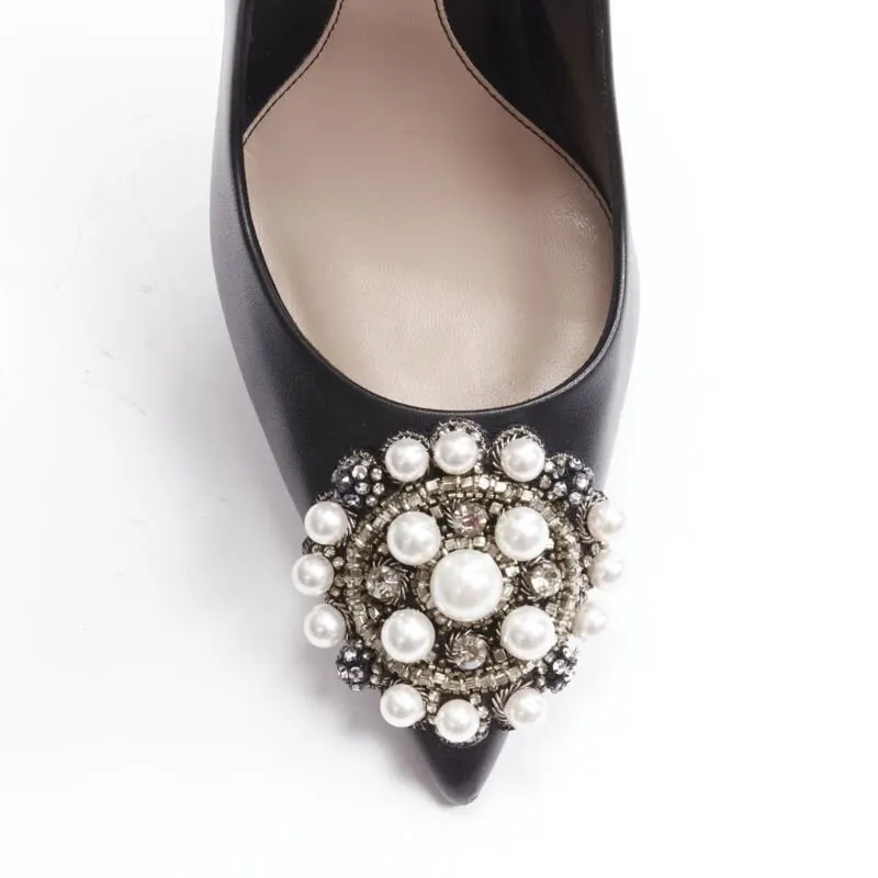 Alexander McQueen Pearl Stiletto Pumps Black Leather Very good - Back View
