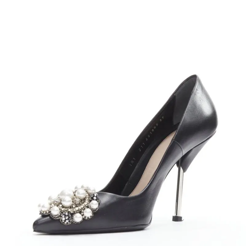 Alexander McQueen Pearl Stiletto Pumps Black Leather Very good - Box View