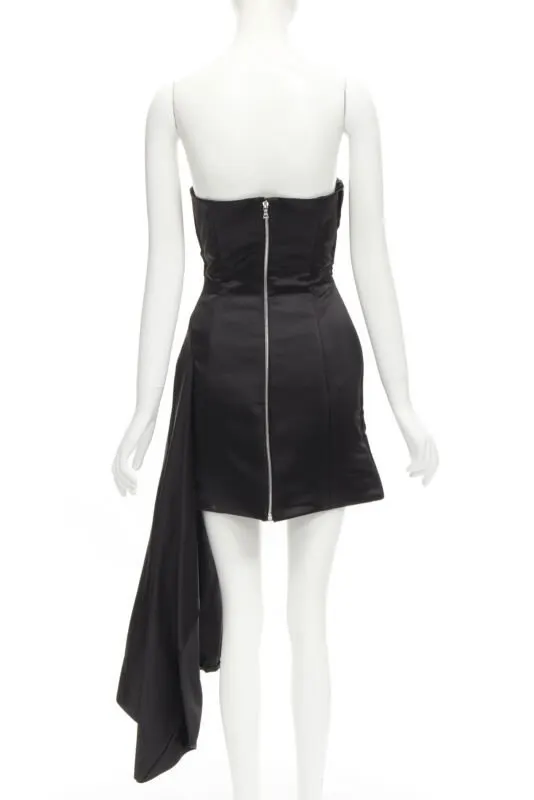 Halpern Black Satin Draped Dress Black Polyester Never worn - Box View