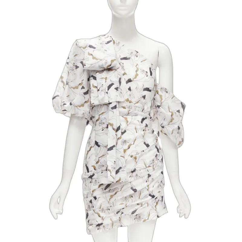 Acler White Floral Puff Dress White Polyester Never worn - Front View