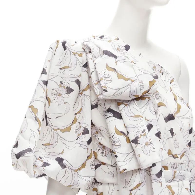 Acler White Floral Puff Dress White Polyester Never worn - Back View