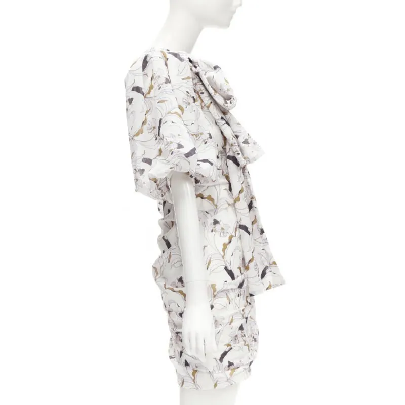 Acler White Floral Puff Dress White Polyester Never worn - Model View