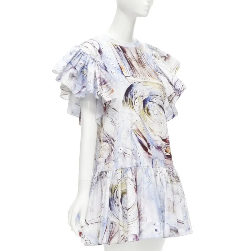 Alexander McQueen William Blake Mini Dress Blue Cotton Never worn - Front View