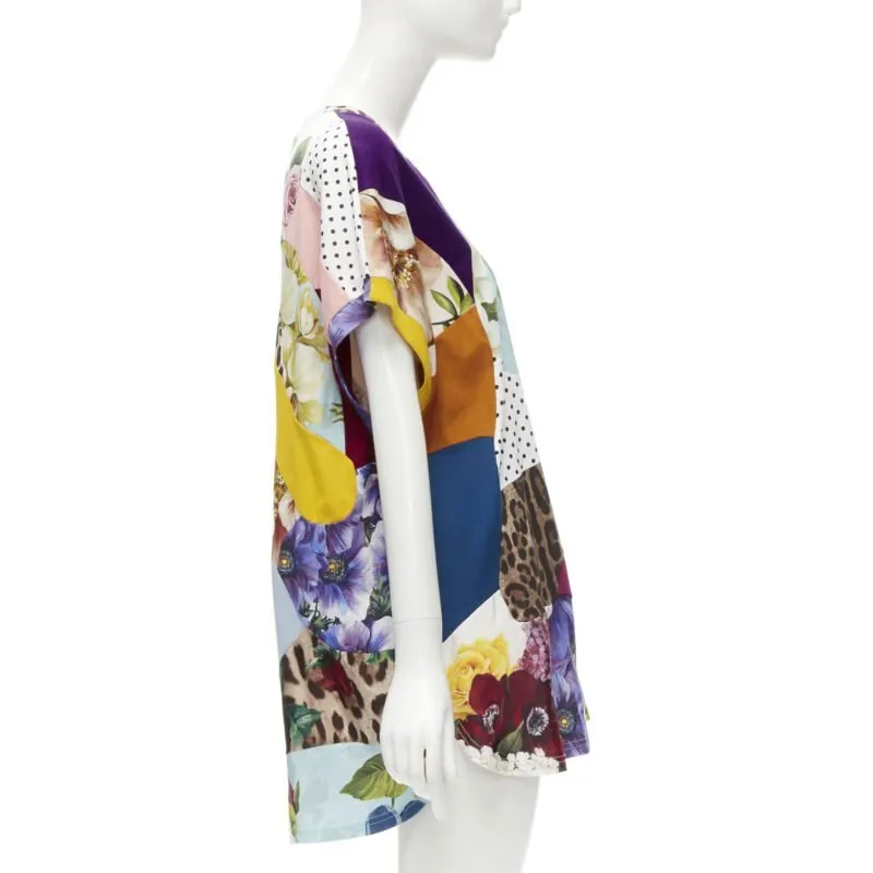 Dolce & Gabbana Sicilian Patchwork Dress MultiColor Cotton Never worn - Model View