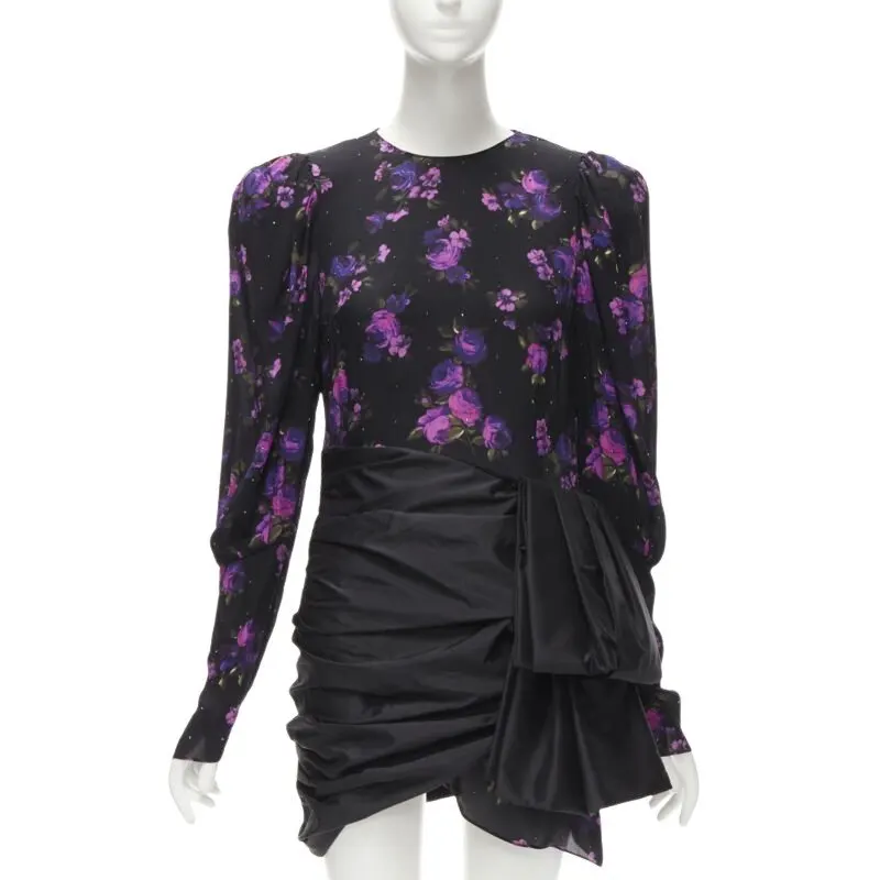 Magda butrym Crystal Floral Wrap Dress Black Silk Never worn - Front View