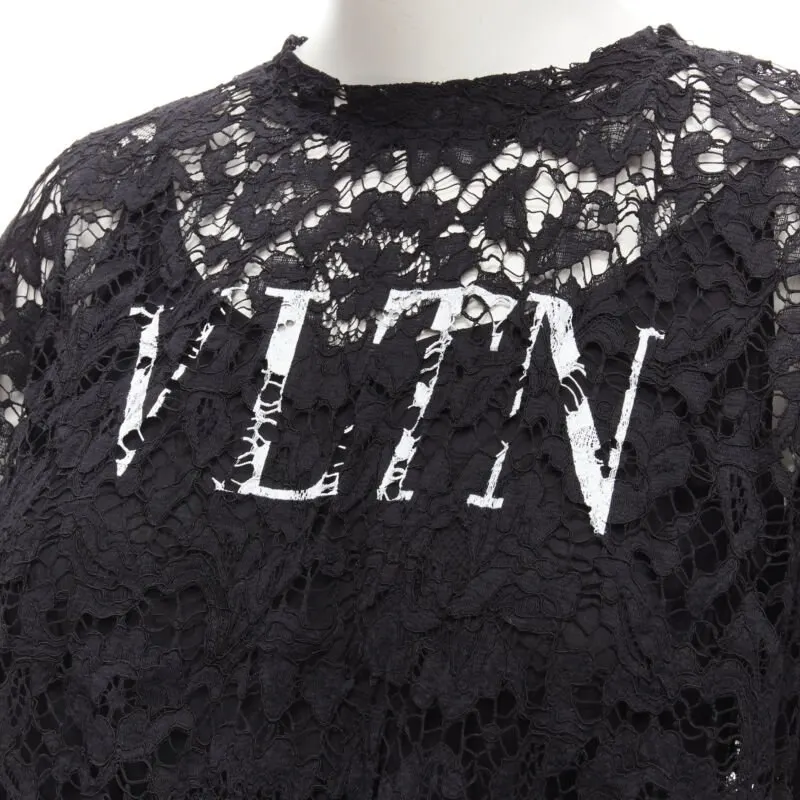 Valentino Black Floral Romper Black Polyester Never worn - Back View