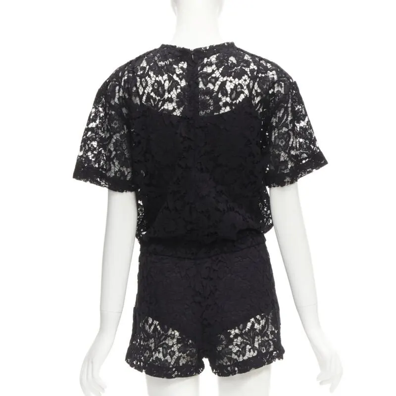 Valentino Black Floral Romper Black Polyester Never worn - Box View