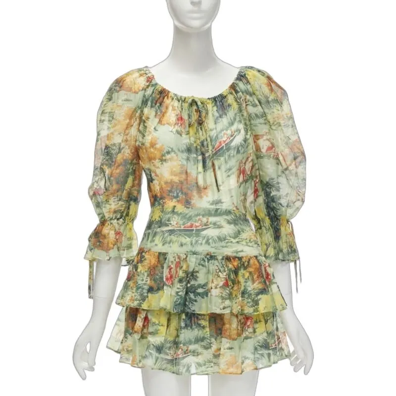 Alice McCall Green Tiered Playsuit Green Cotton Never worn - Front View