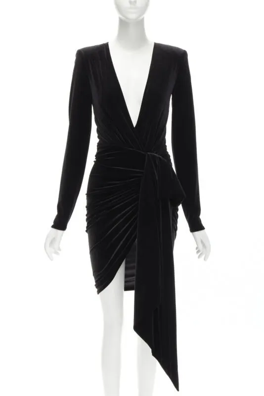 Alexandre Vauthier Black Velvet Wrap Dress Black Velvet Never worn - Front View