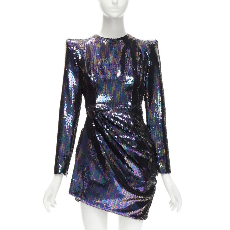 Alex Perry Blue Sequins Mini Dress Blue Polyester Never worn - Front View