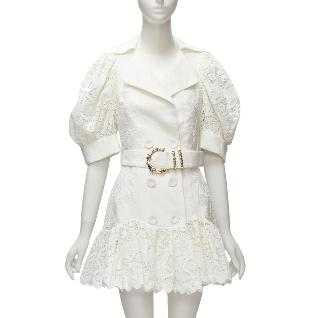 Acler White Eyelet Puff Dress White Cotton Never worn - Front View