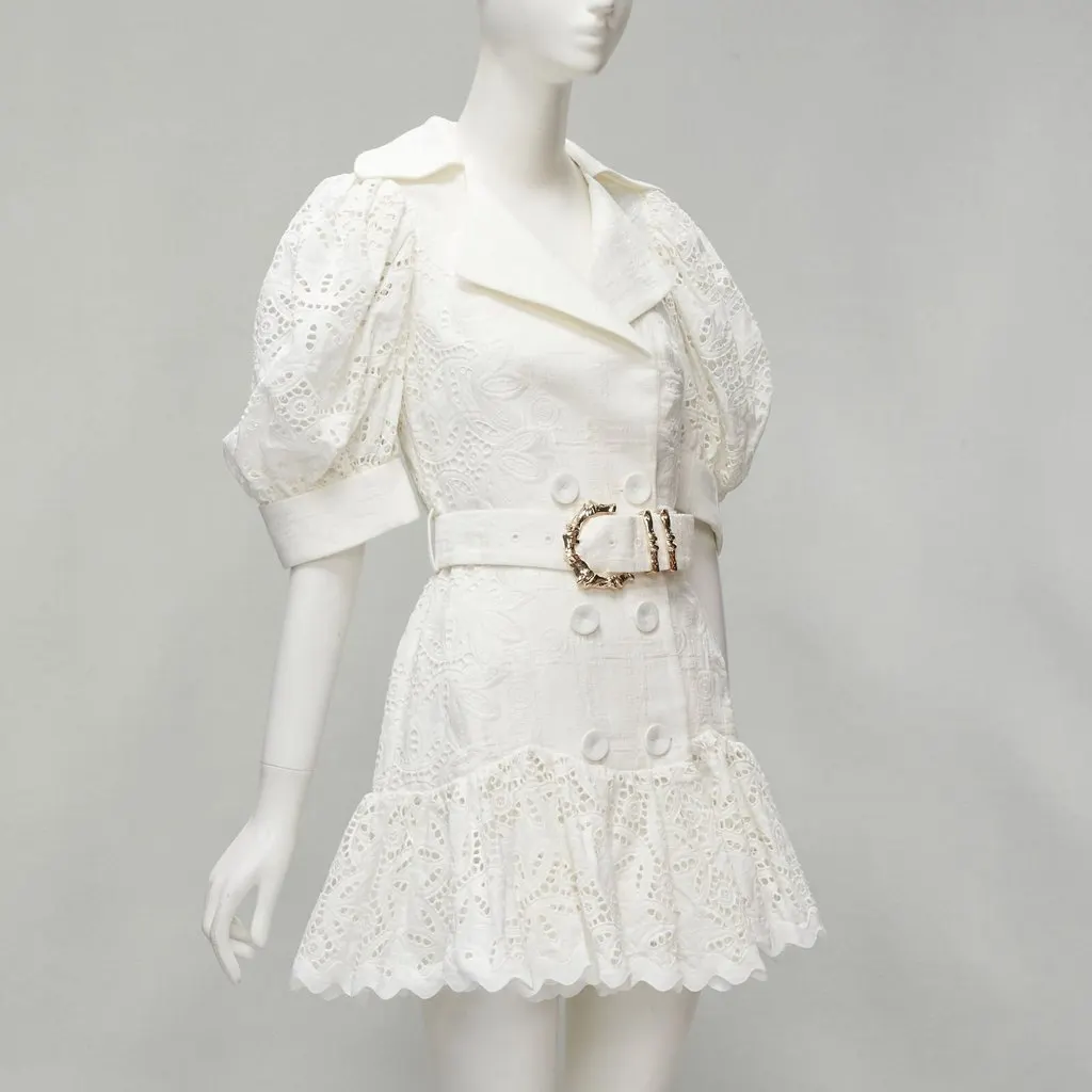 Acler White Eyelet Puff Dress White Cotton Never worn - Model View