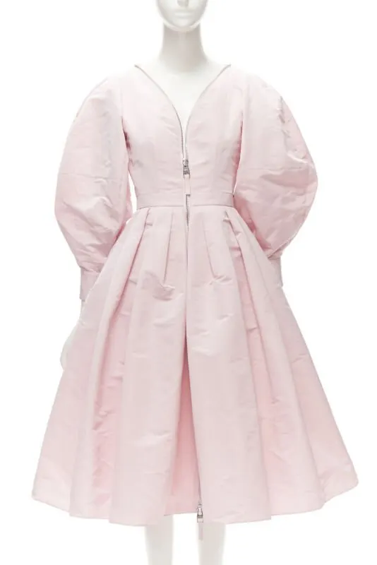 Alexander McQueen Pink Balloon Sleeve Dress Pink Polyester Never worn, with tag - Front View