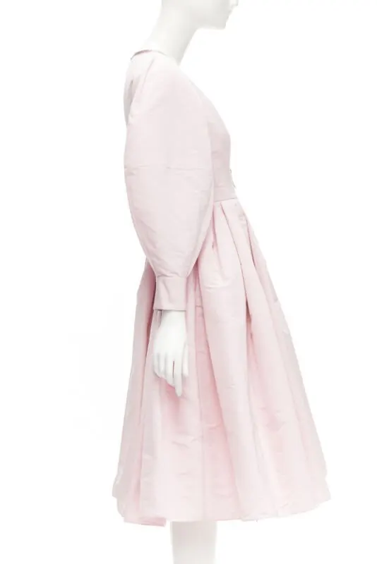 Alexander McQueen Pink Balloon Sleeve Dress Pink Polyester Never worn, with tag - Model View