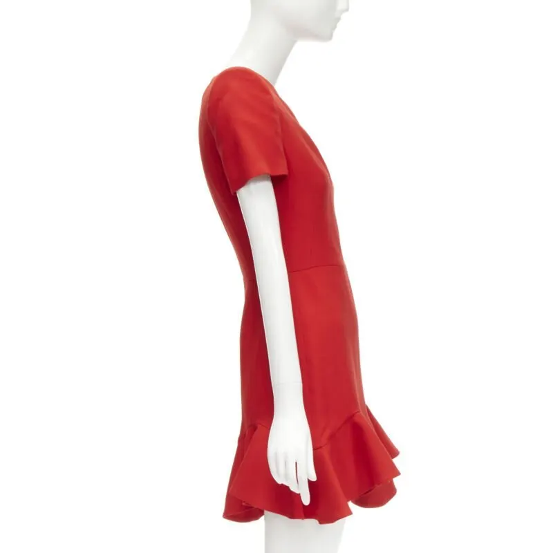 Alexander McQueen Red Wool Flutter Dress Red Wool Never worn - Model View