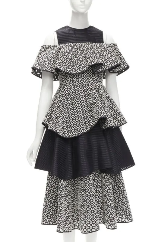 Huishan Zhang Black Embroidery Dress Black Polyester Never worn - Front View