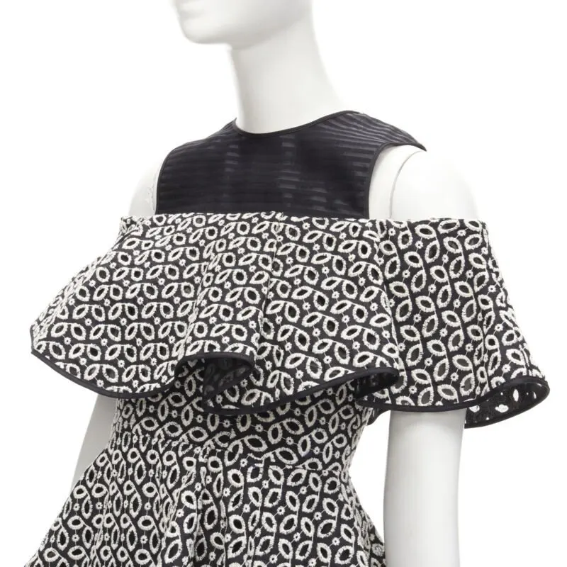 Huishan Zhang Black Embroidery Dress Black Polyester Never worn - Back View
