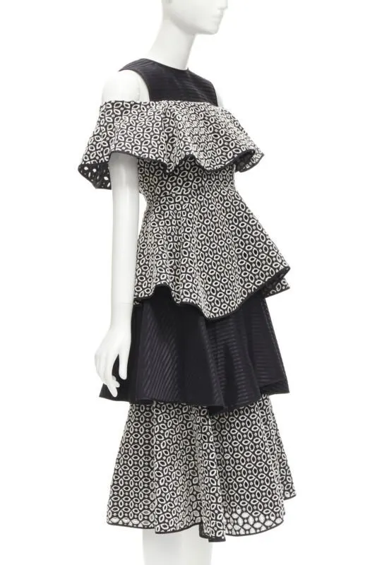 Huishan Zhang Black Embroidery Dress Black Polyester Never worn - Inside View
