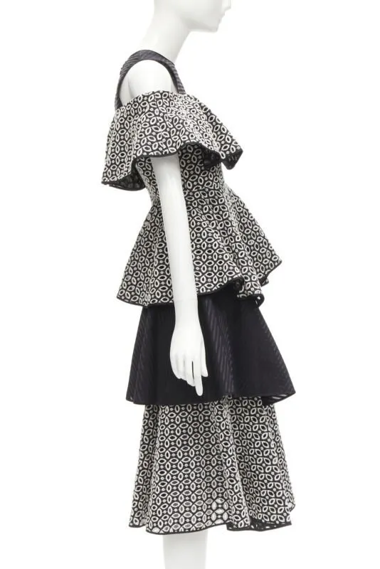 Huishan Zhang Black Embroidery Dress Black Polyester Never worn - Model View