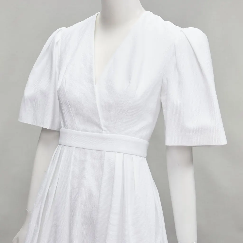 Alexander McQueen White Bell Sleeve Dress White Cotton Good - Back View
