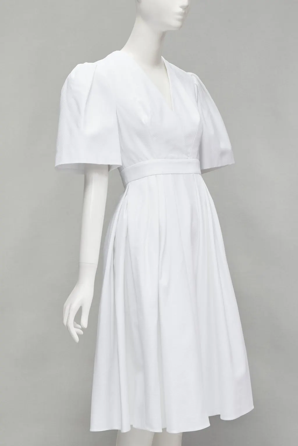 Alexander McQueen White Bell Sleeve Dress White Cotton Good - Inside View