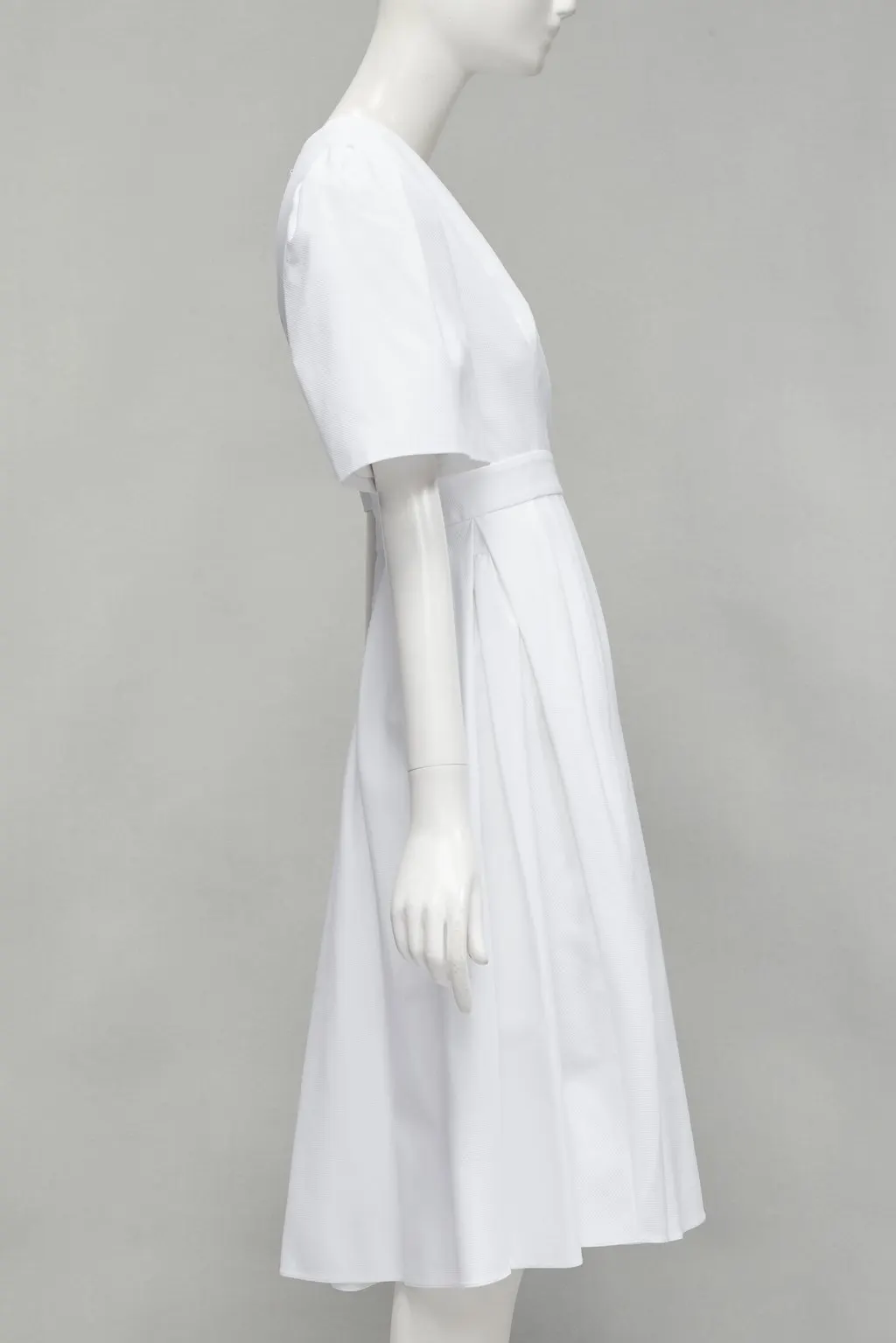 Alexander McQueen White Bell Sleeve Dress White Cotton Good - Model View
