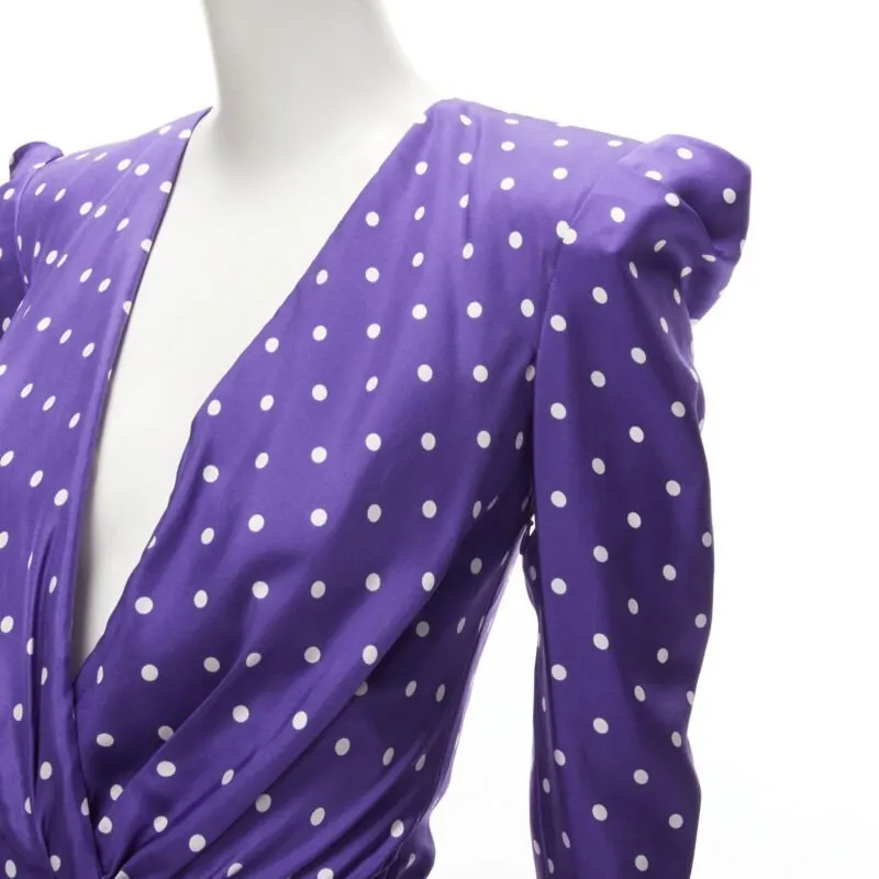 Alexandre Vauthier Purple Polka Dot Dress Purple Silk Never worn - Back View