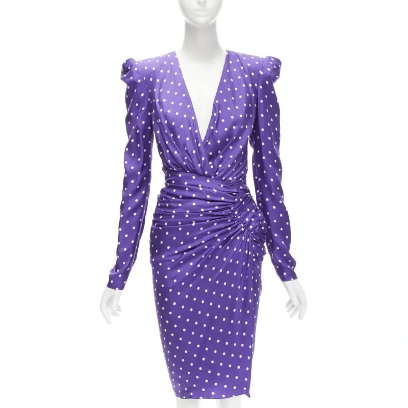 Alexandre Vauthier Purple Polka Dot Dress Purple Silk Never worn - Inside View
